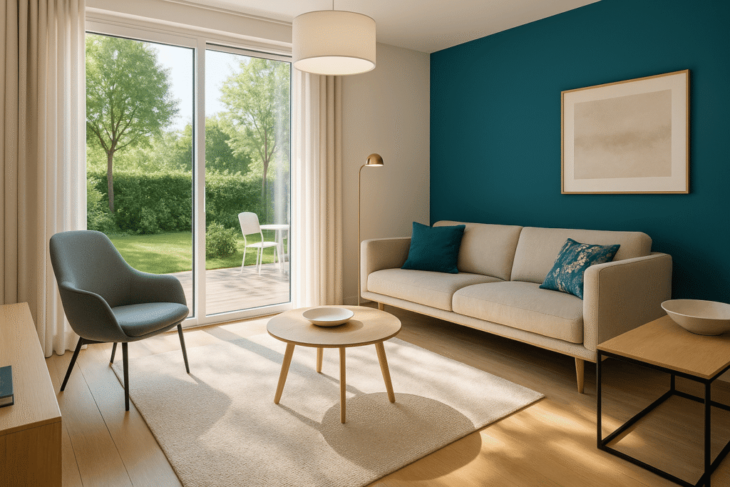Séjour meublé d'une villa T1 des Villas Cœur de Sienne
